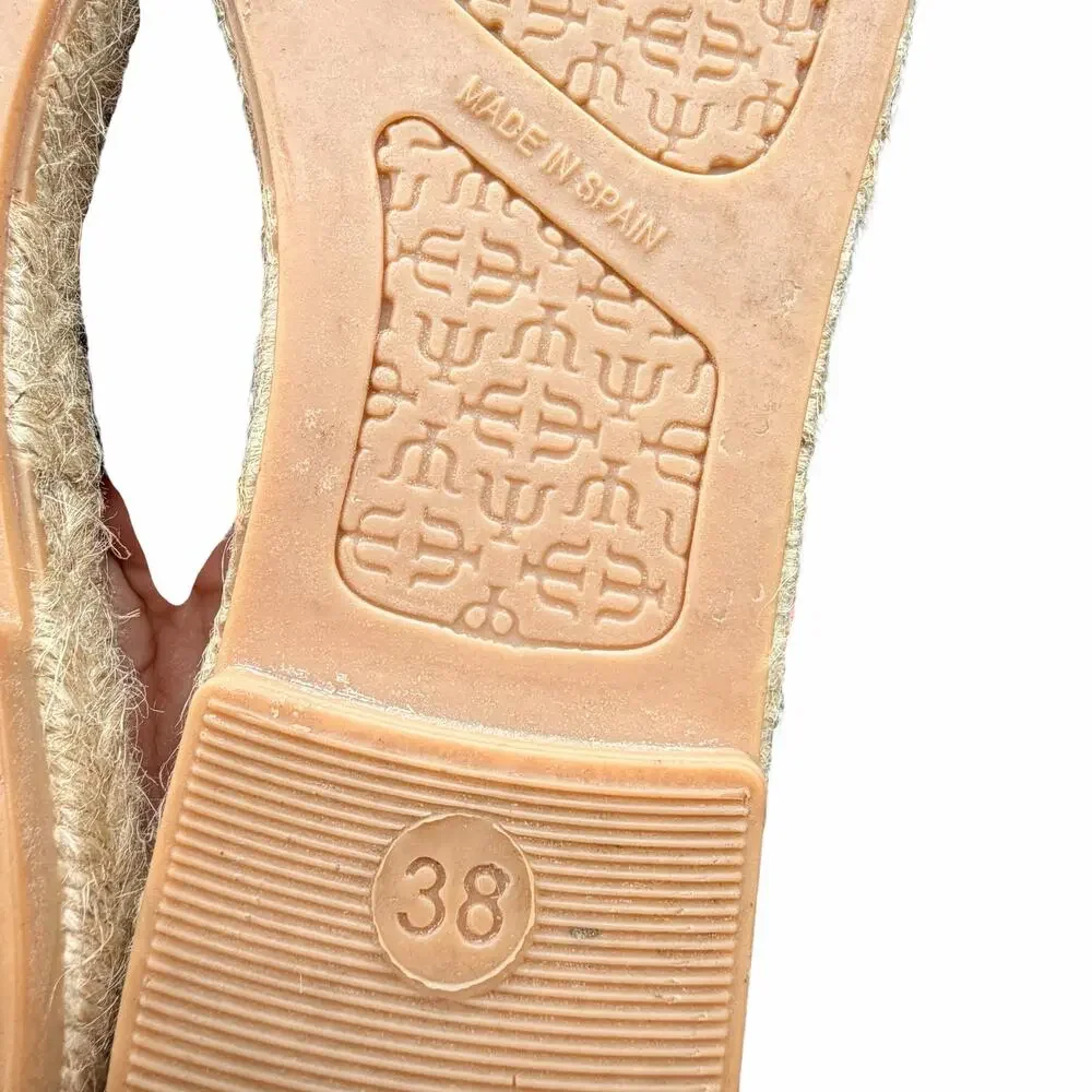 Maypol Studded Leather Espadrille Sandals Black Gold EU 38 US 7.5